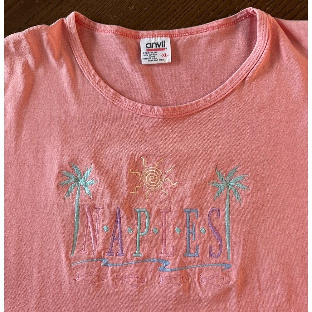 Vintage Naples Florida Anvil Beach Seashells 90s White T Shirt XL Made in‎ USA